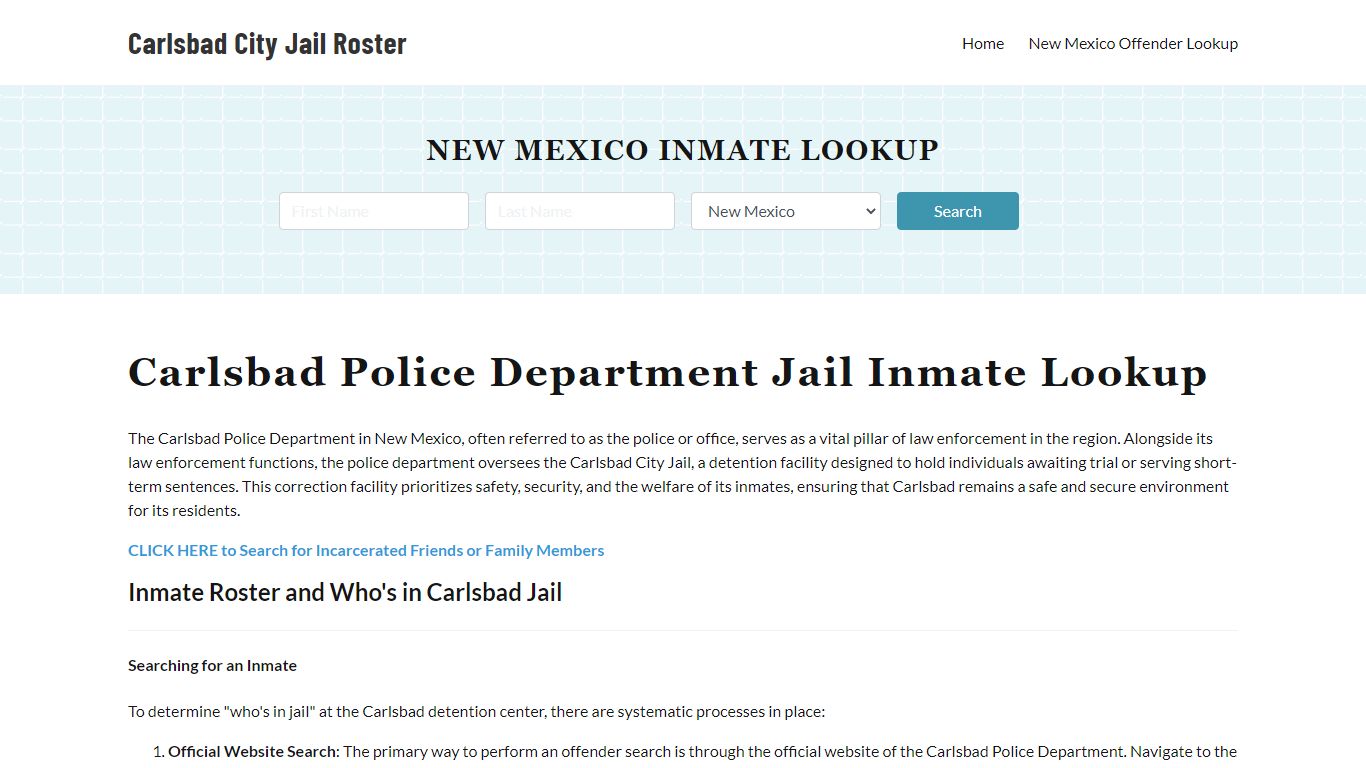 Carlsbad Police Department & City Jail, NM Inmate Roster, Arrests, Mugshots