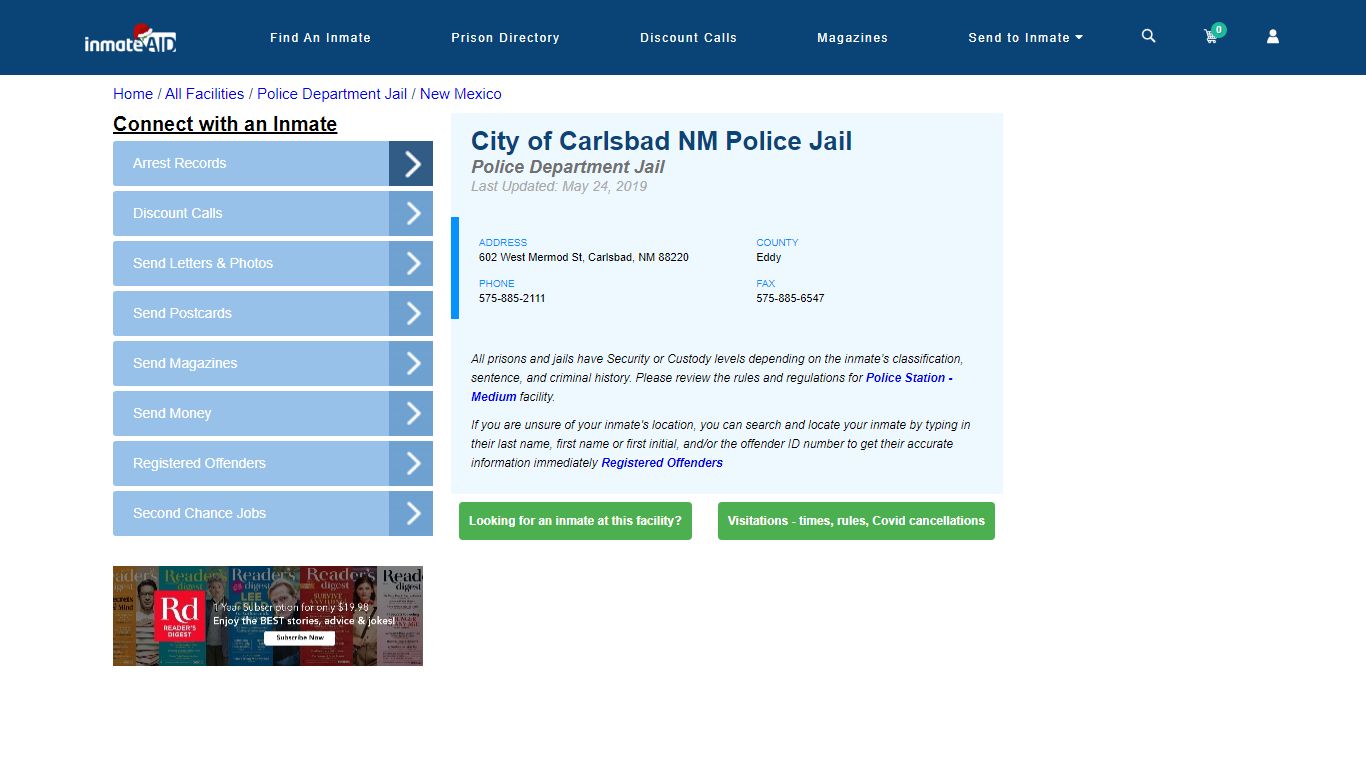 City of Carlsbad NM Police Jail & Inmate Search - Carlsbad, NM
